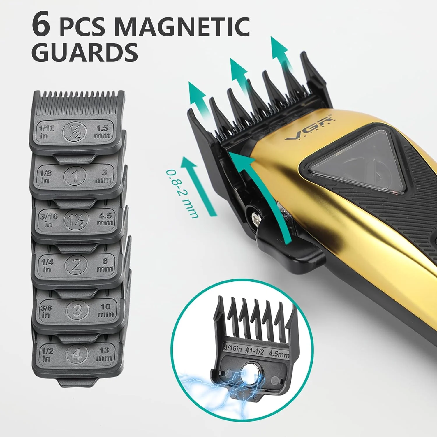 015 Professional Cordless Hair Clippers for Men, 9000 RPM Vector Motor Hair Trimmer Dlc-Blade Barber Clipper for Hair Cutting with Metal Body, 1 Modular Lid in Black, Travel Case (Copy) - Image 4