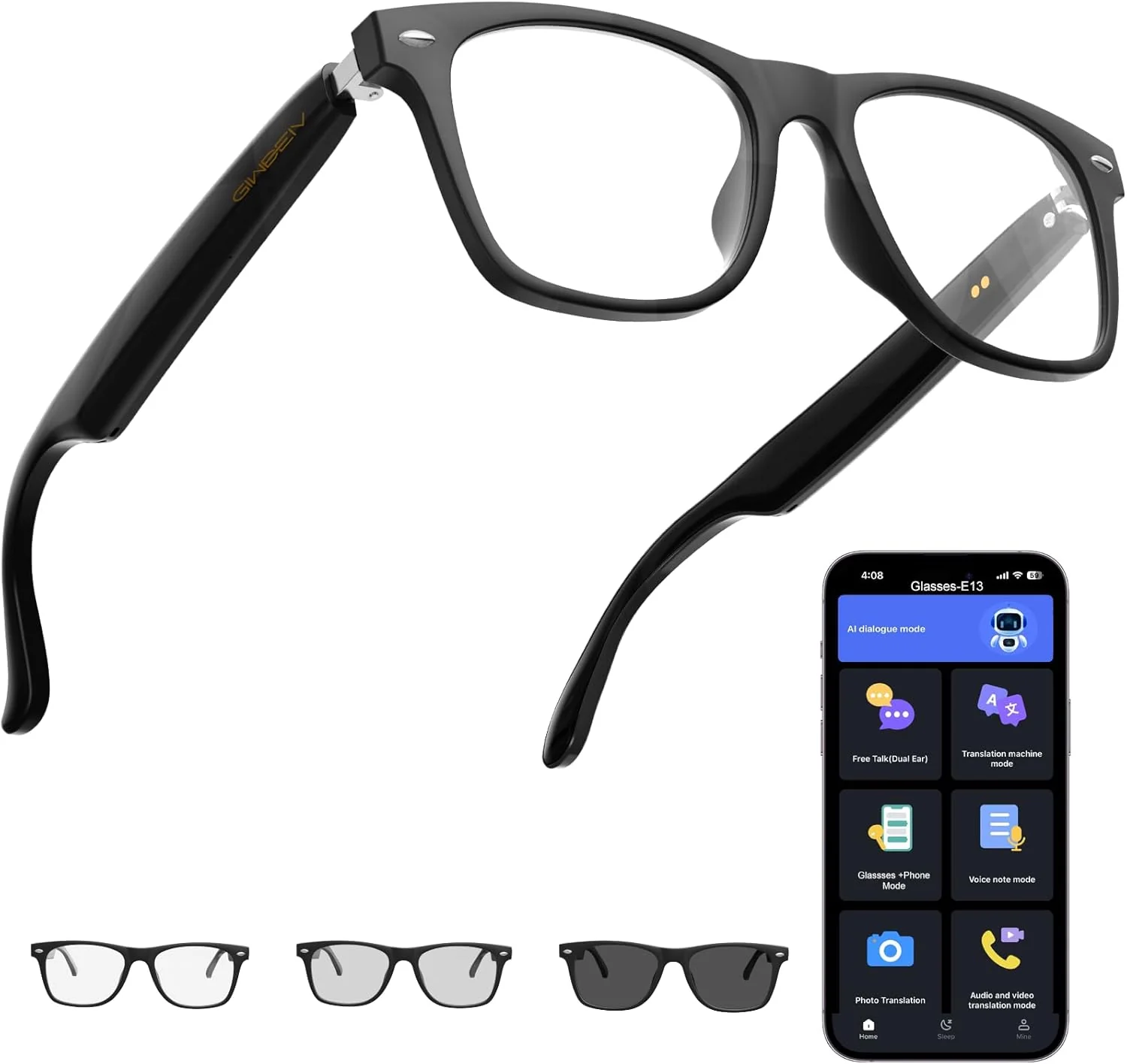 Lentes inteligentes con traducción de IA y chat GPT