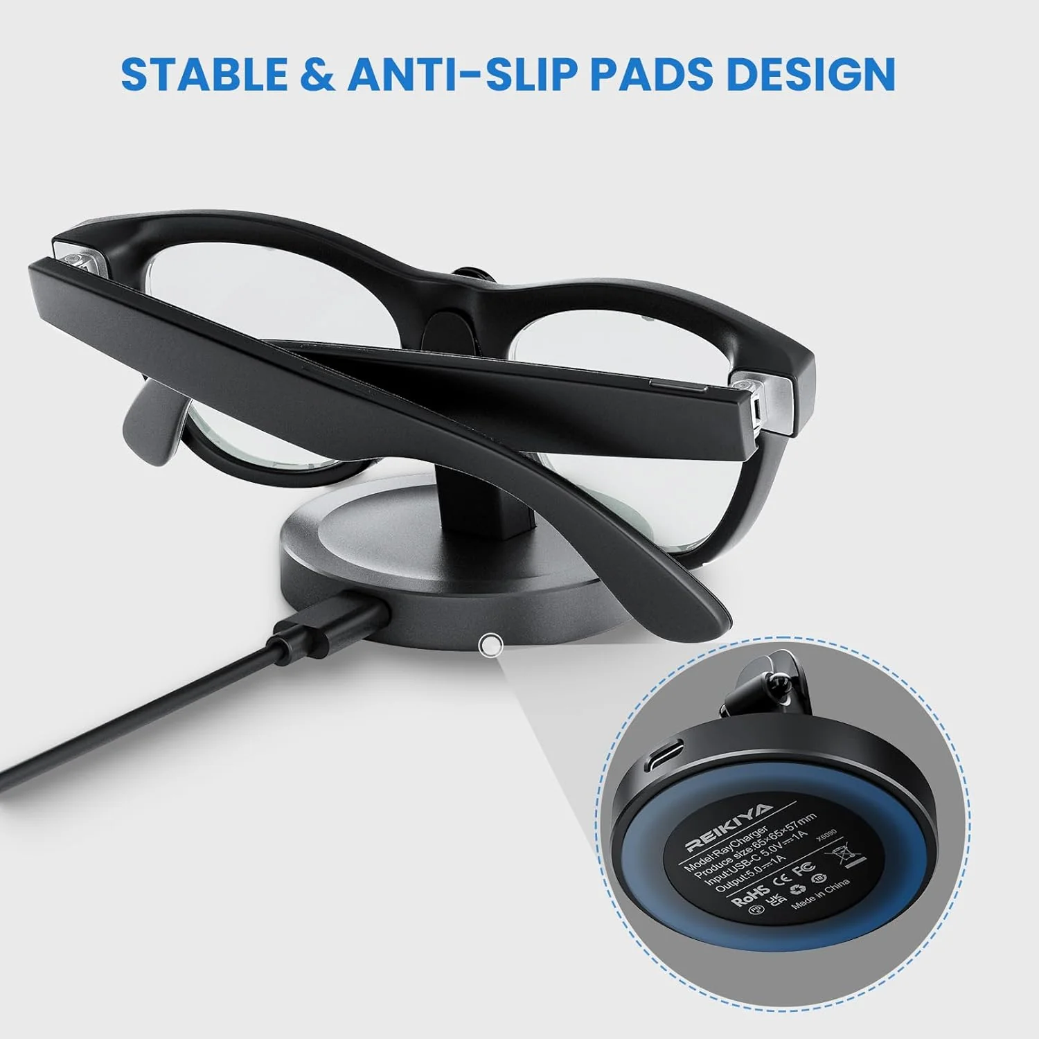 Base de carga para gafas inteligentes Ray-Ban Meta, base de carga portátil para Wayfarer, Headliner y Skyler con cable USB-C de 1 m, cargador para gafas Ray-Ban Meta y accesorios Ray-Ban Meta. - Image 6