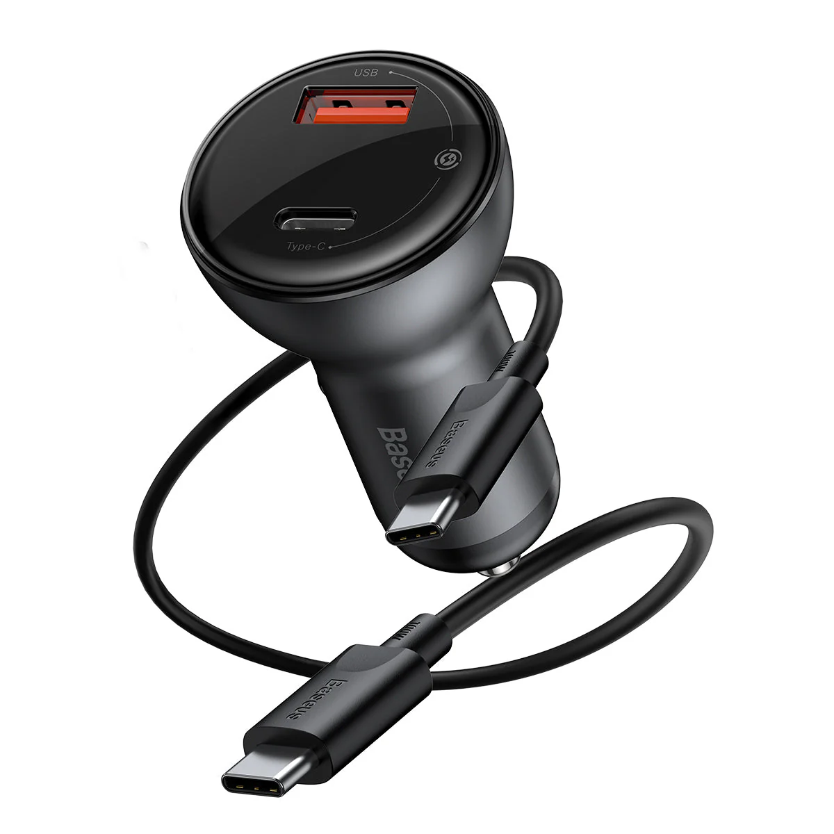 Cargador de auto Digital PPS – Carga rápida + Cable Tipo C a Tipo C 1 mt. Negro - BASEUS - Image 3