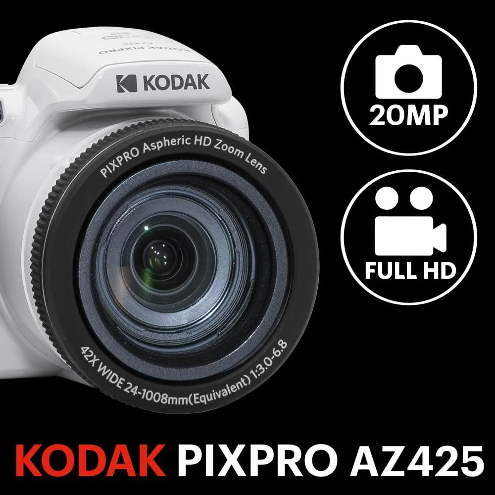Cámara Bridge Kodak PIXPRO AZ425 – 20MP CMOS con Zoom Óptico 42x, OIS y Batería Recargable - Image 2