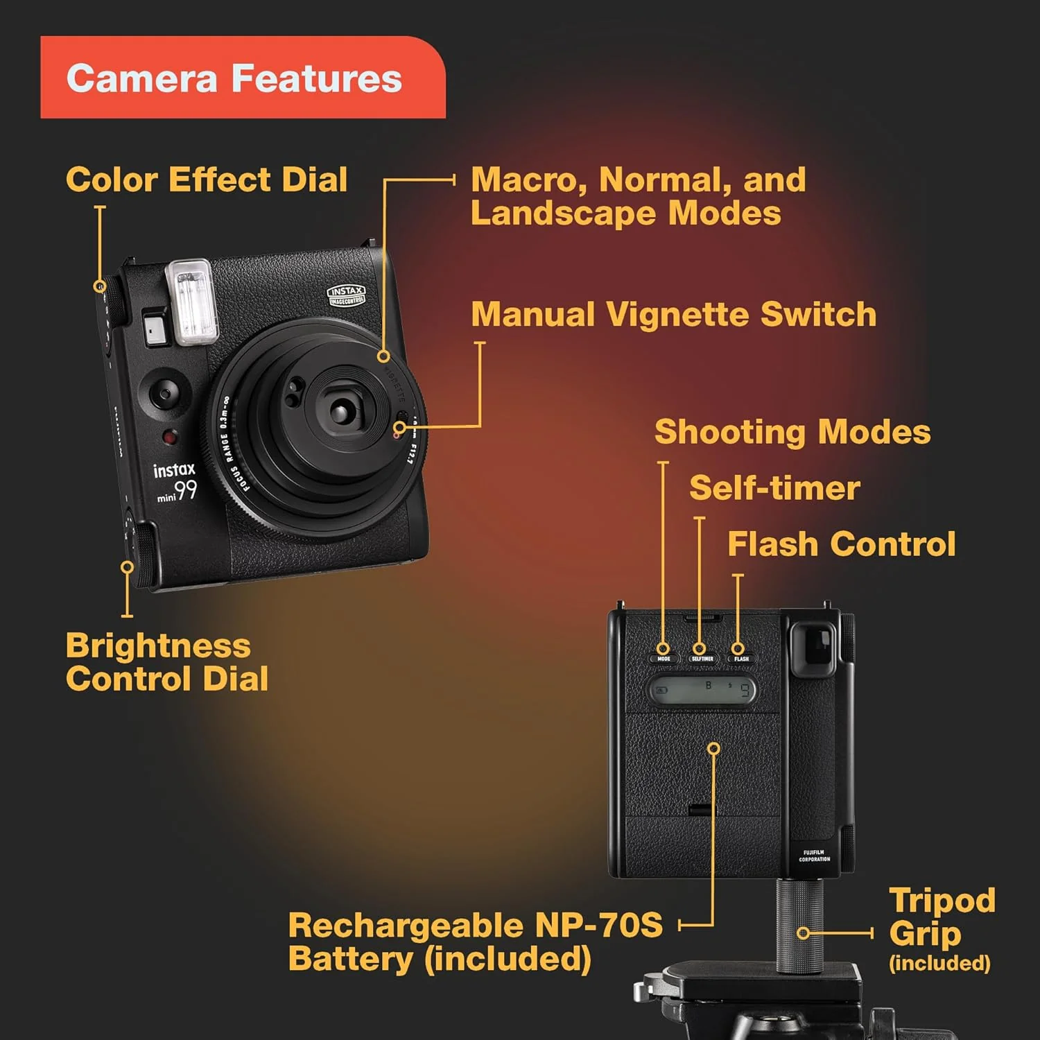 Cámara Instantánea Fujifilm Instax Mini 99 – Premium Analógica con 6 Efectos de Color, Control de Viñeta y Doble Exposición - Image 5