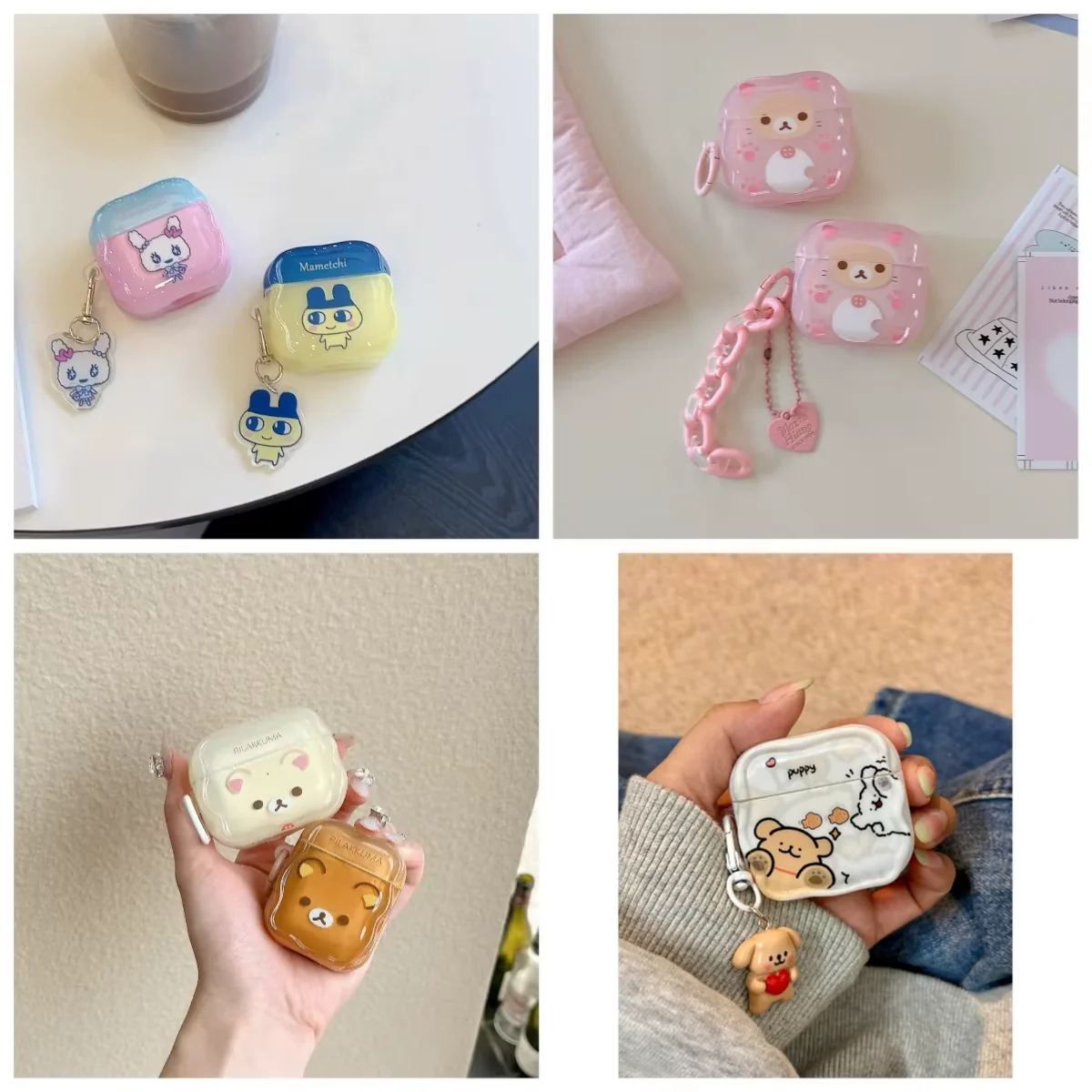 Carcasa Protectora para AirPods con Diseño Kawaii de Perrito y Osito Estilo Japonés - Image 3