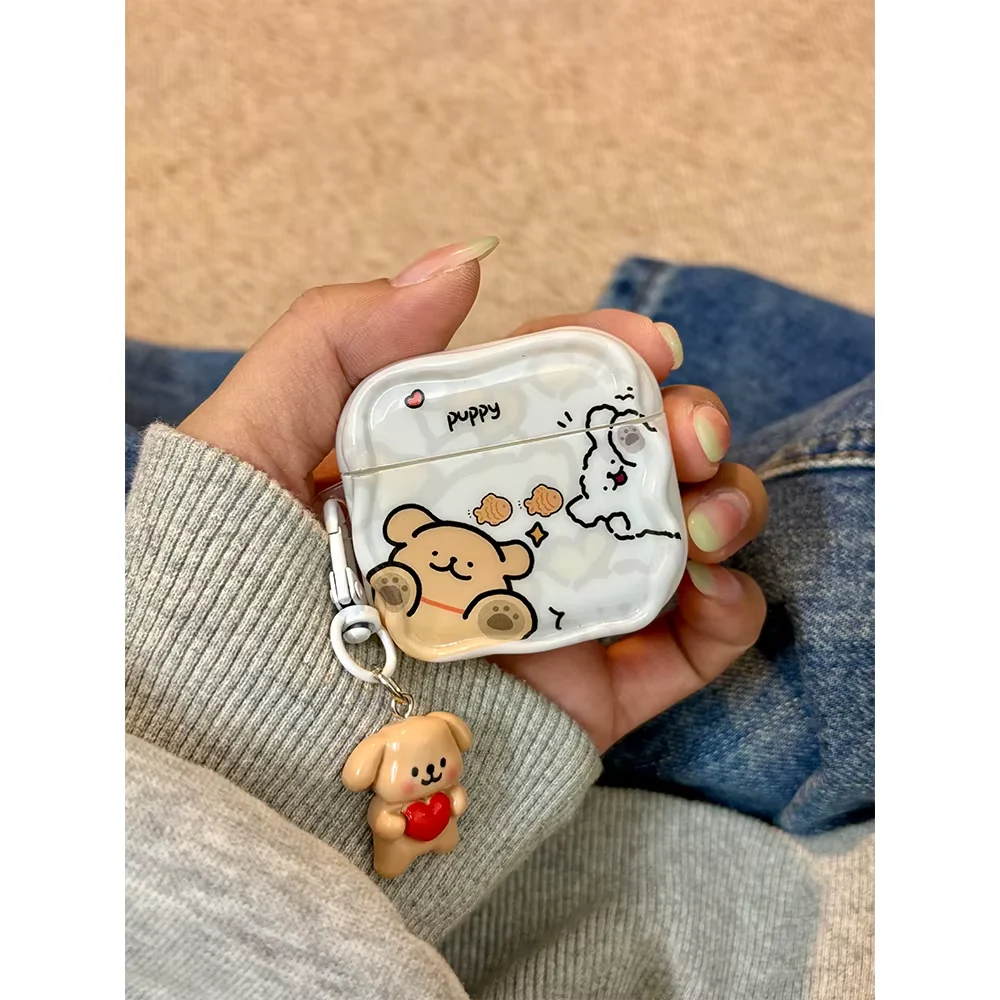 Carcasa Protectora para AirPods con Diseño Kawaii de Perrito y Osito Estilo Japonés - Image 5