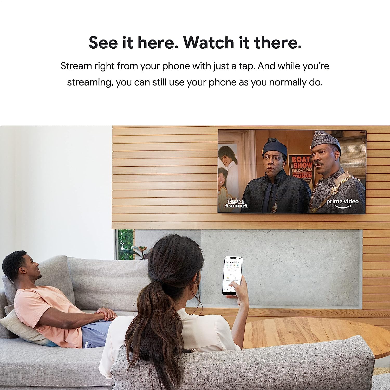 Chromecast - Dispositivo de transmisión con cable HDMI - Transmite programas, música, fotos y deportes desde tu teléfono a tu televisor, incluye funda y paño de limpieza (versión japonesa) - Compatible con EE. UU. - Image 4