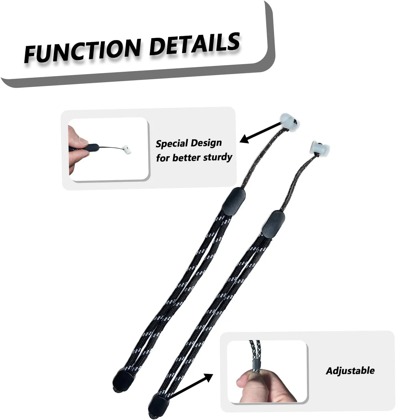 Correas de muñeca reflectantes de repuesto mejoradas para el controlador Oculus Quest de 2.ª generación. Correa de mano ajustable, resistente y cómoda. Tapón de resina negra de fácil colocación. - Image 4