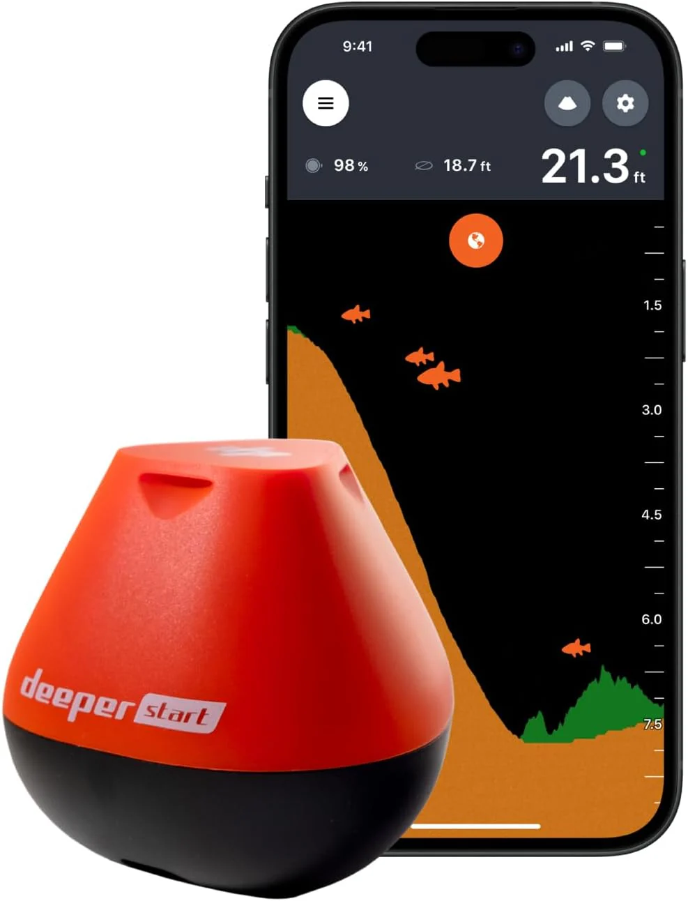 Deeper Sonda de Pesca Inalámbrica START – Conexión WiFi, Alcance 50m y App Móvil (Ideal Orilla)