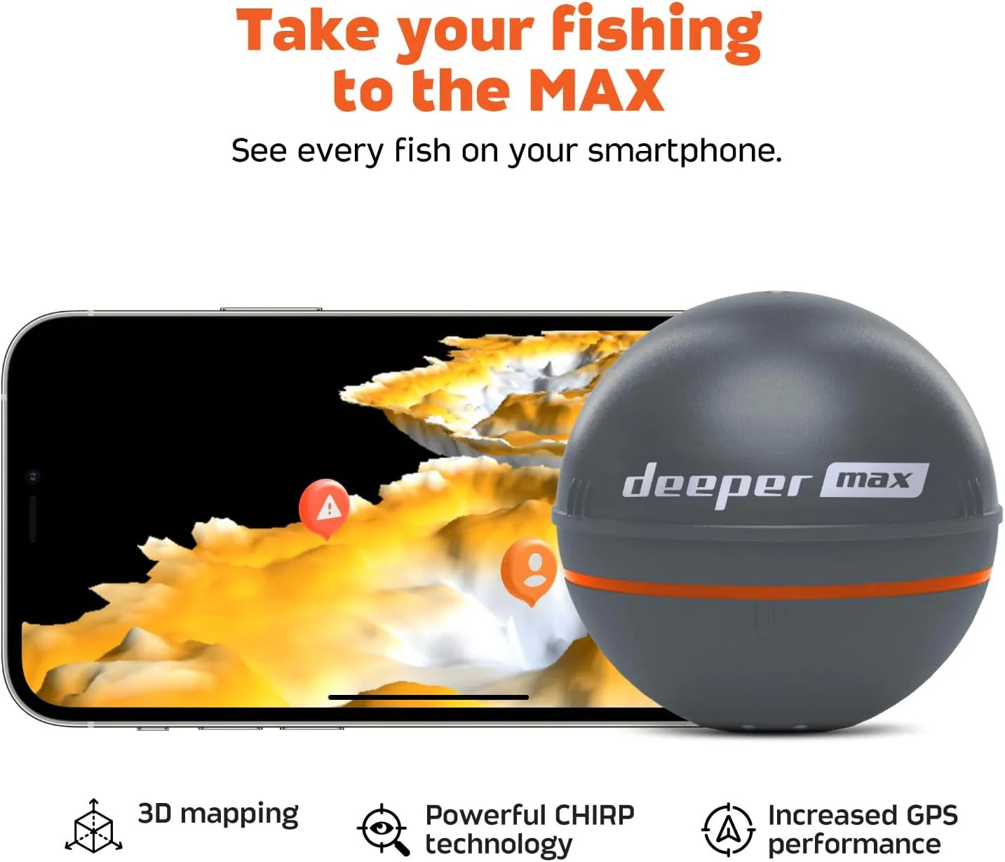 Deeper Sonda de Pesca MAX CHIRP+ 2 – Sonar Inteligente con GPS, Tecnología CHIRP y Batería 15h (Tope de Gama) - Image 2