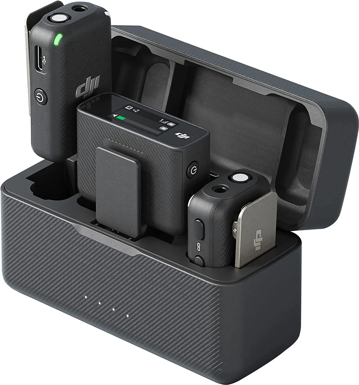 DJI Mic (2 TX + 1 RX): Micrófono Inalámbrico Lavalier para Entrevistas, con ANC, Rango de 250m y 15 Horas de Batería
