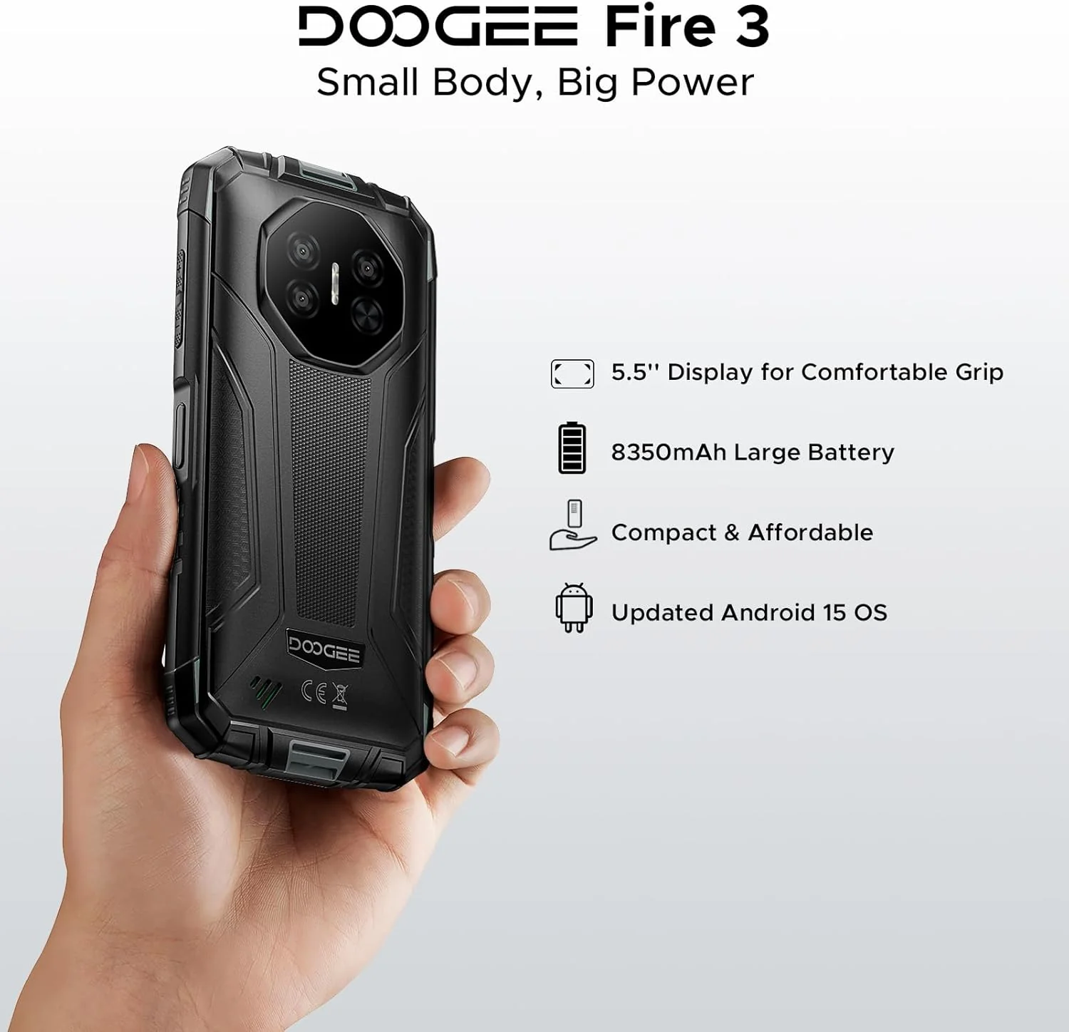 DOOGEE Fire 3 Version Global Celular Indestructible Pantalla 5.5", 8350mAh y Android 15 (Resistente al Agua/Golpes) - Image 2