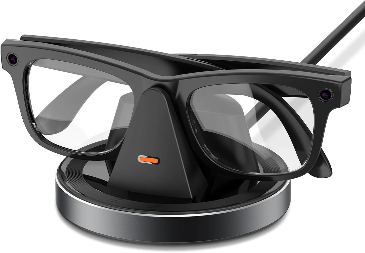 Estación de carga para gafas Meta Ray-Ban - Cargador portátil compacto Wayfarer, Skyler y Headliner, compatible con Oakley Meta HSTN, indicador LED, gris espacial