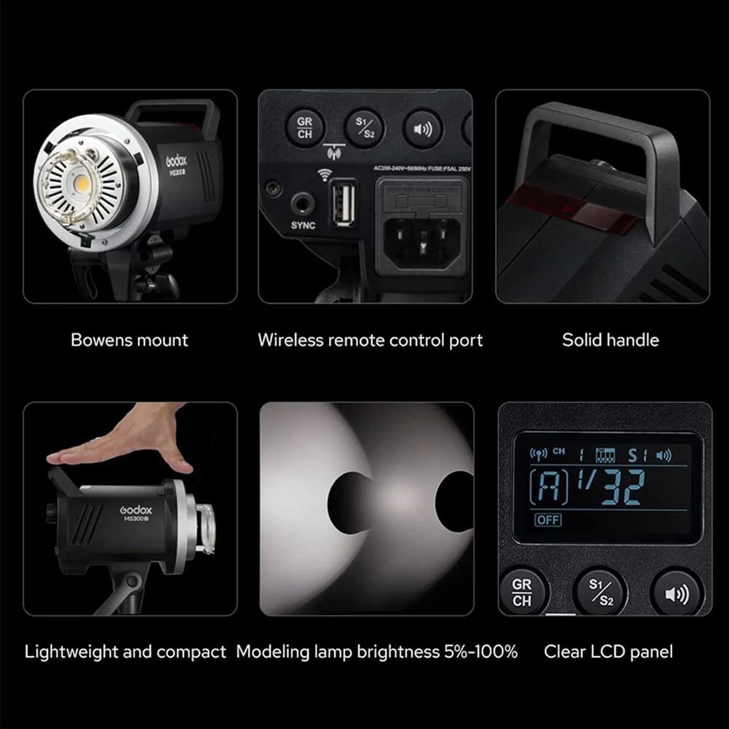 Flash de Estudio Godox MS300-V 300W | Luz LED y Montura Bowens - Image 6