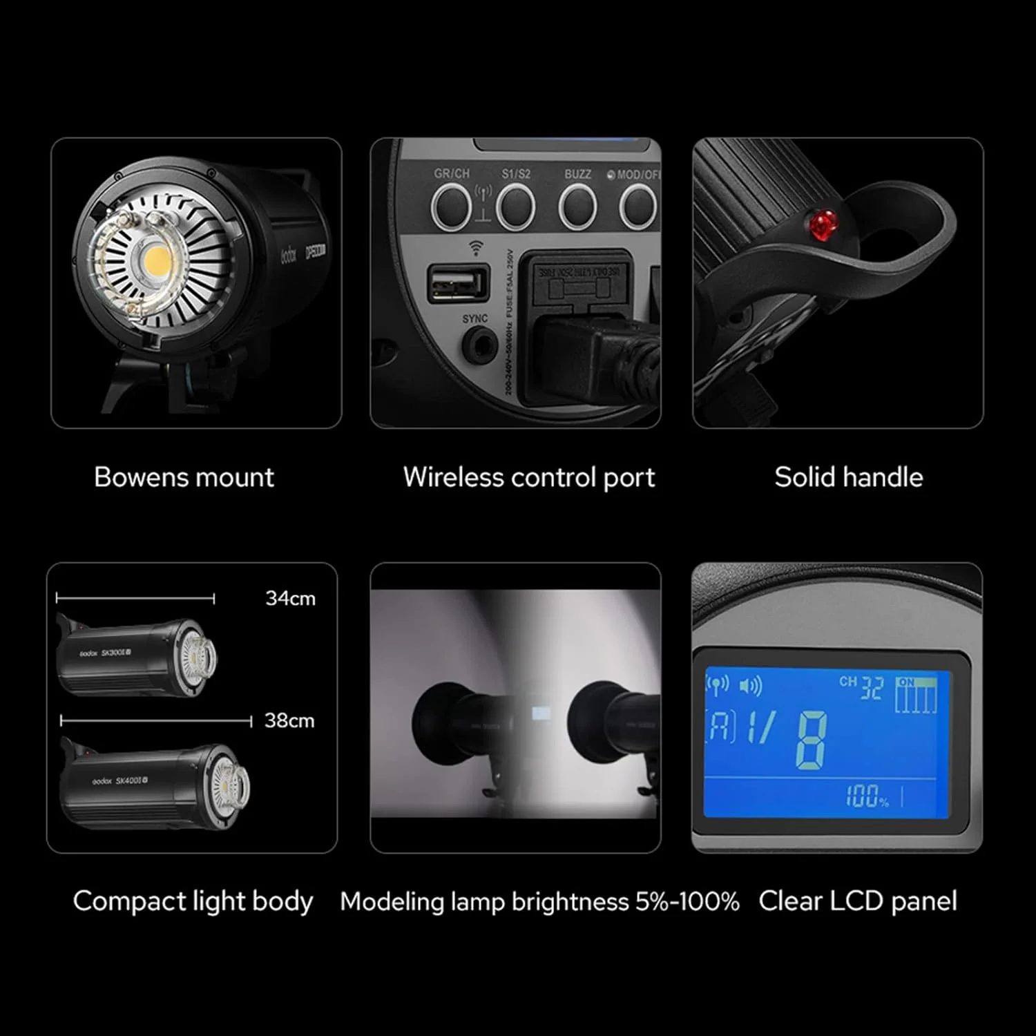 Flash de Estudio Godox SK400II-V 400Ws | Luz LED y Montura Bowens - Image 6
