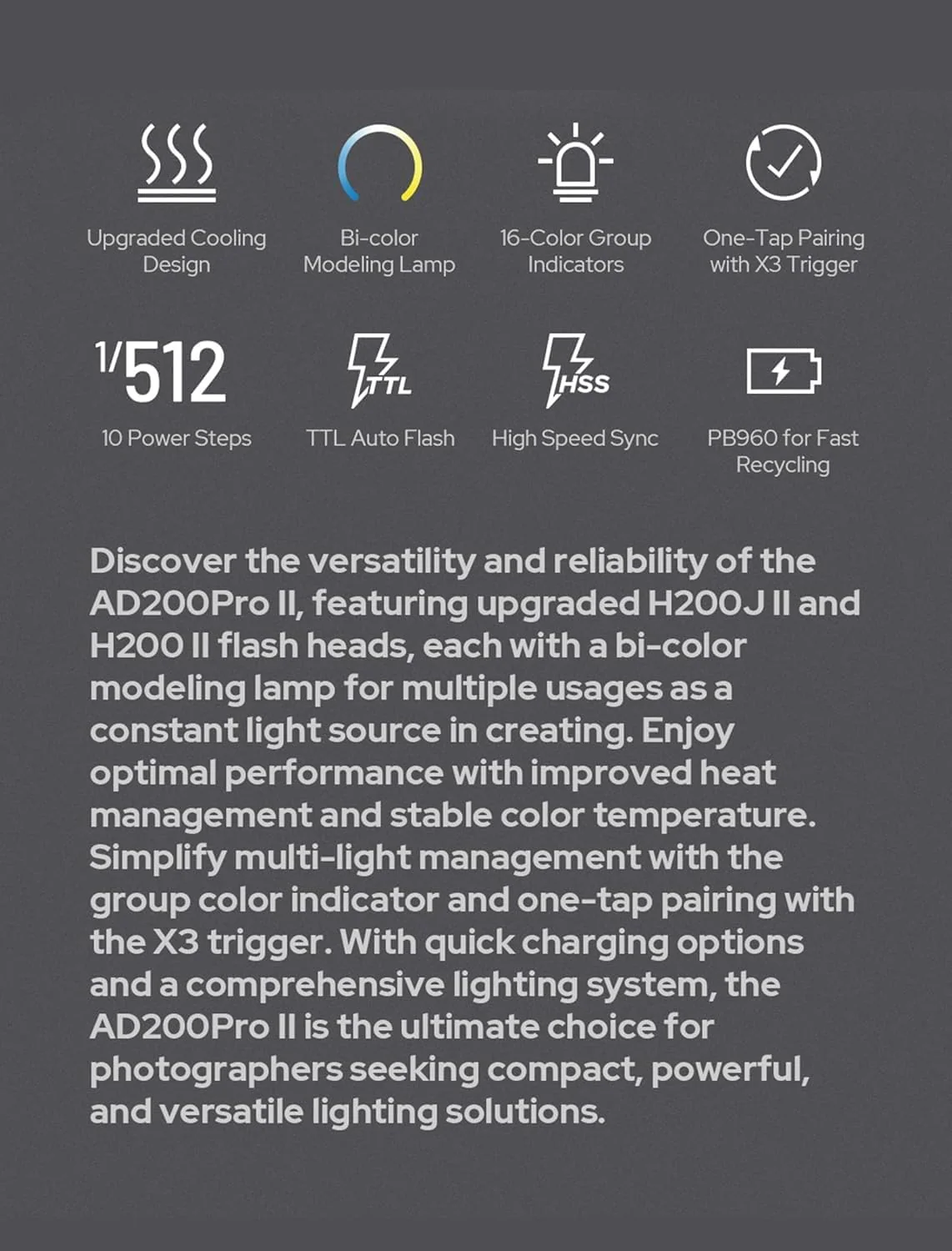 Flash Godox AD200Pro II | Luz de Modelado Bi-Color y Enfriamiento - Image 8