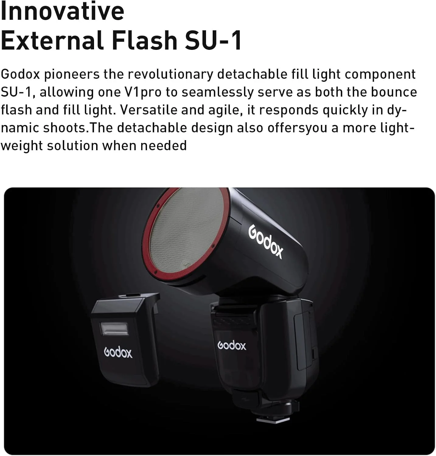 Flash Godox V1Pro de Cabezal Redondo + Sub-Flash SU-1 - Image 3