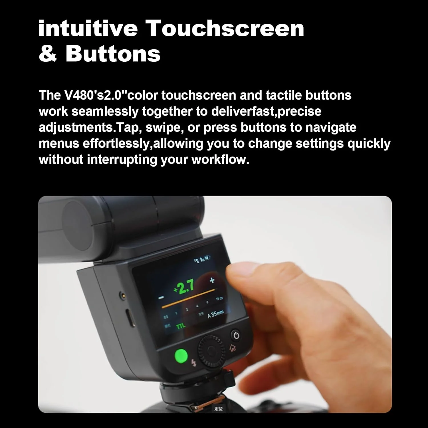 Flash Godox V480-S para Sony | Pantalla Táctil y Batería Li-ion - Image 2