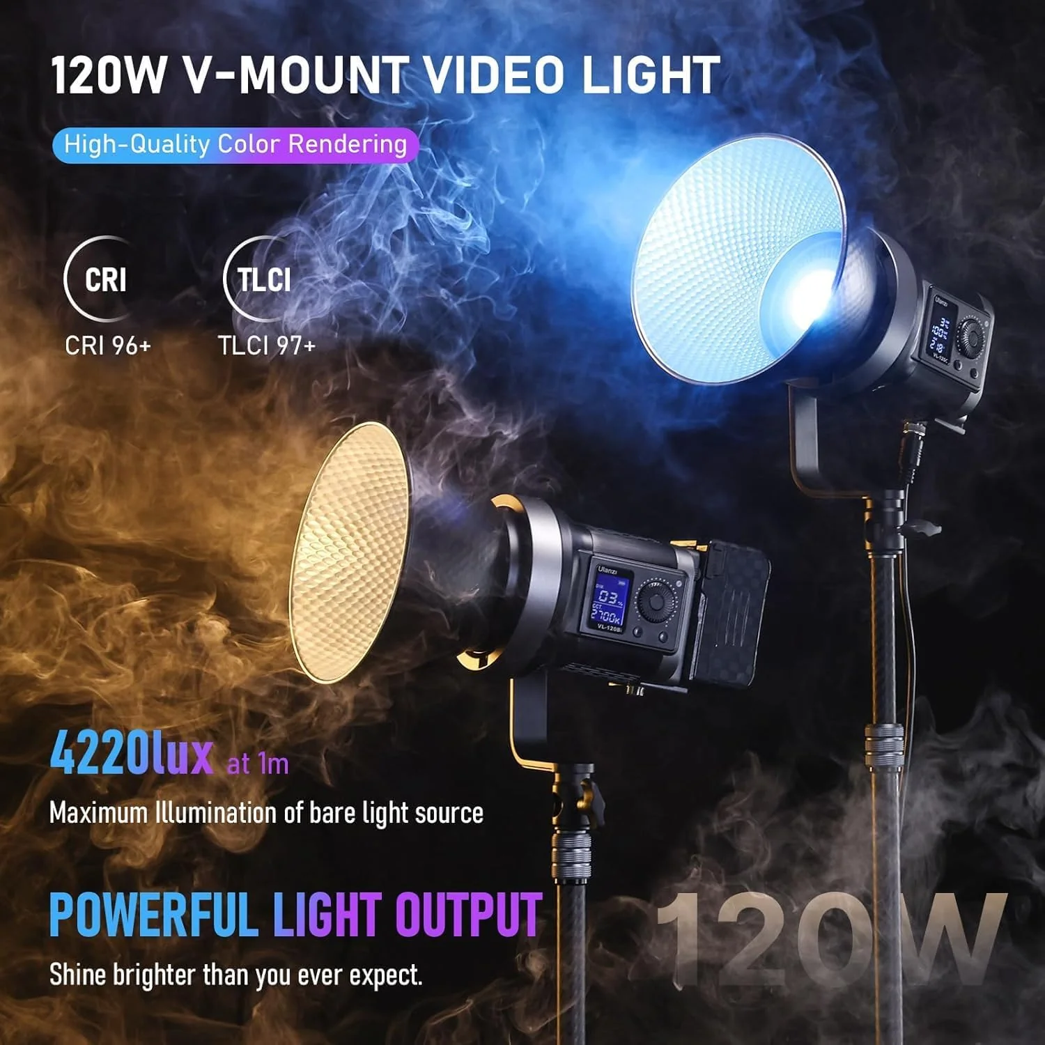ULANZI Luz de vídeo LED V-Mount COB de salida continua- BICOLOR/RGB - Image 2