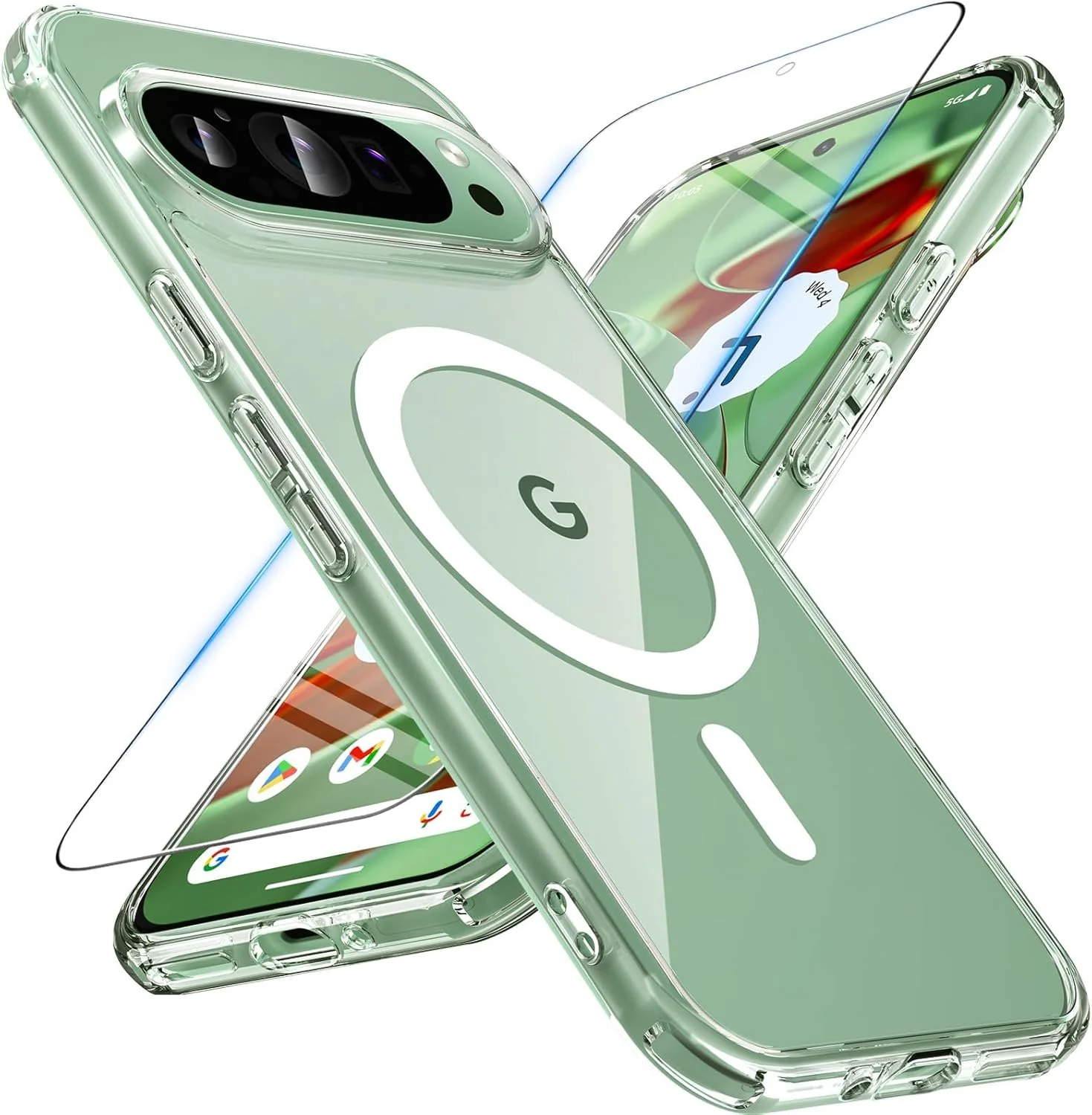 Funda para Google Pixel 10/10 Pro compatible con Magsafe con vidrio templado, [A prueba de golpes, militar], magnética, translúcida, delgada, protectora para Pixel 10/Pixel 10 Pro, verde - Image 14