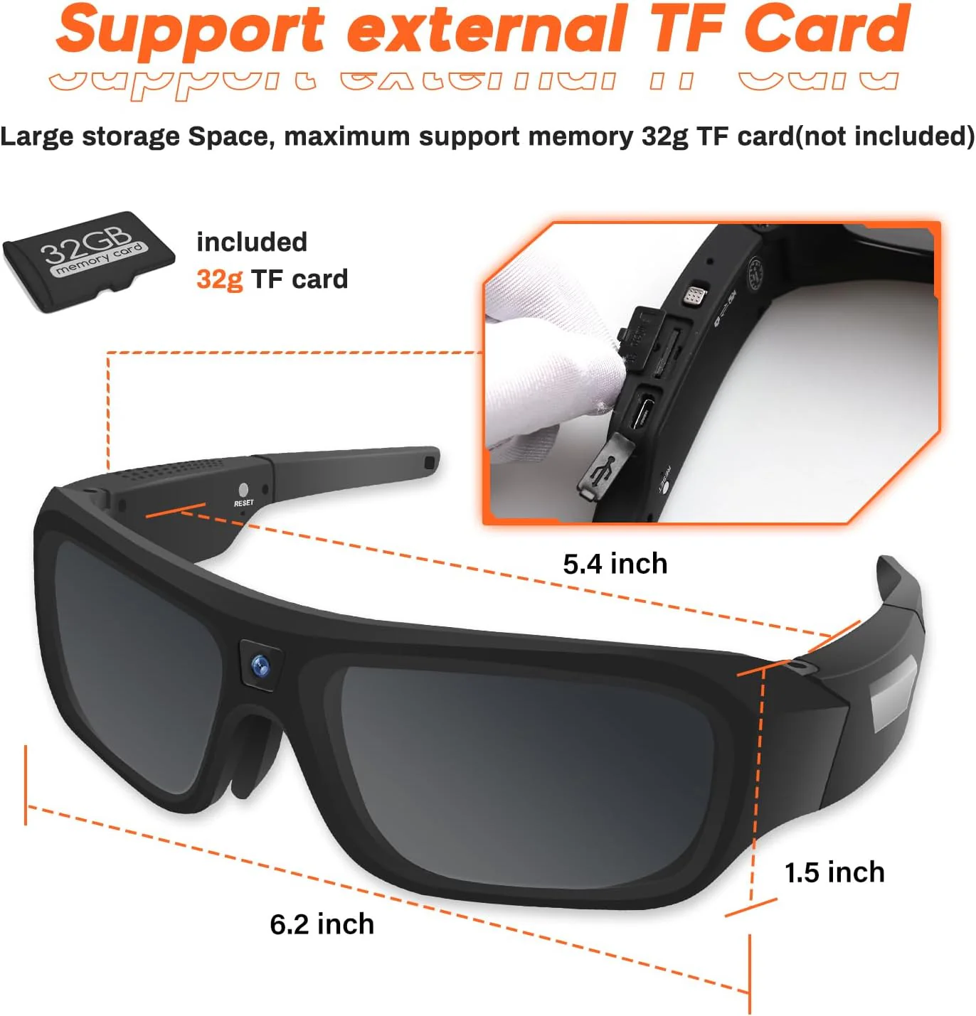 Lentes de sol con cámara 2K HD para video, deportivas - Image 3