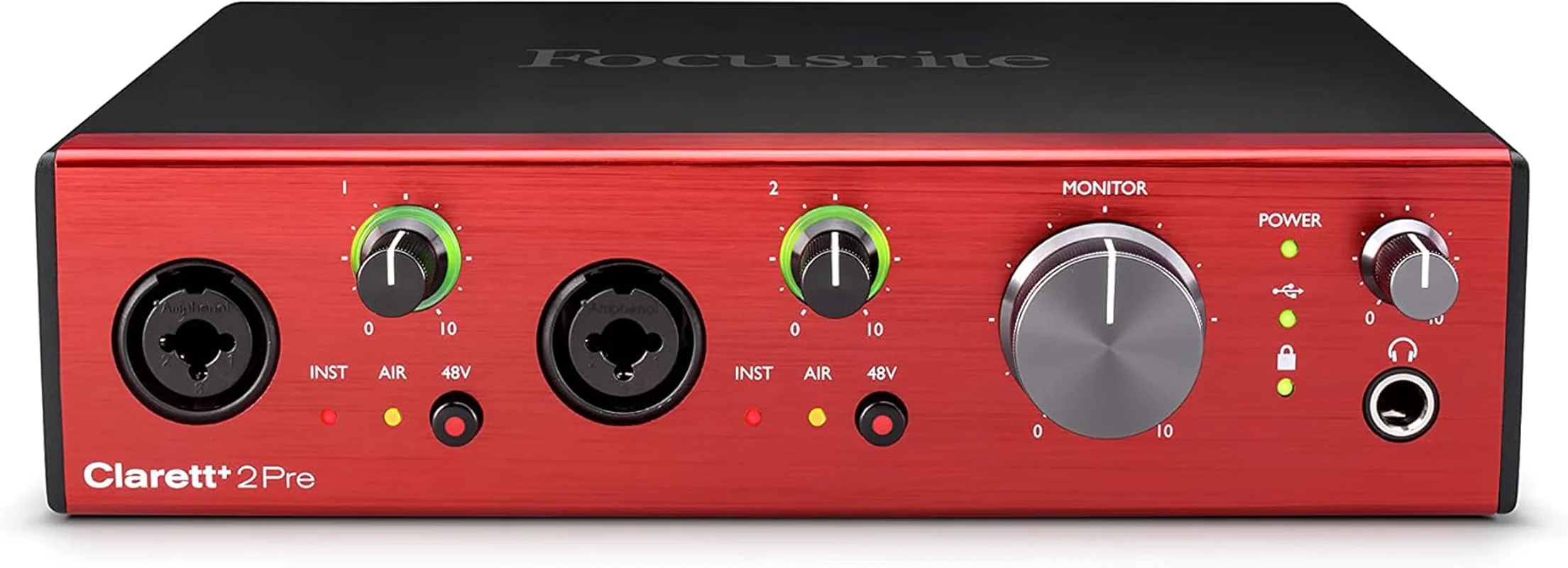 Interfaz de Audio Focusrite Clarett+ 2Pre – USB-C con Preamps Analógicos Air y Expansión ADAT