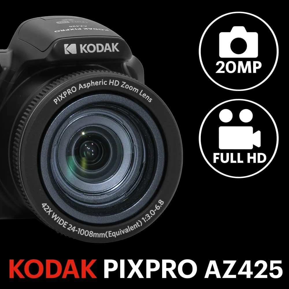Kodak Cámara Bridge PIXPRO AZ425 – 20MP con Super Zoom Óptico 42x, Estabilización OIS y Video Full HD - Image 2