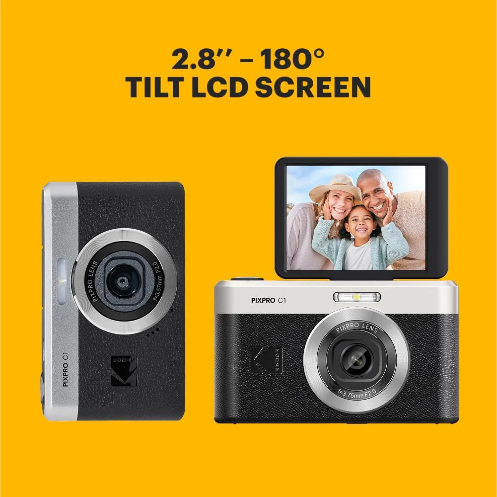 Kodak Cámara Digital PIXPRO C1 – Estilo Retro 13MP con Pantalla Selfie Abatible 180° y Video Full HD - Image 4