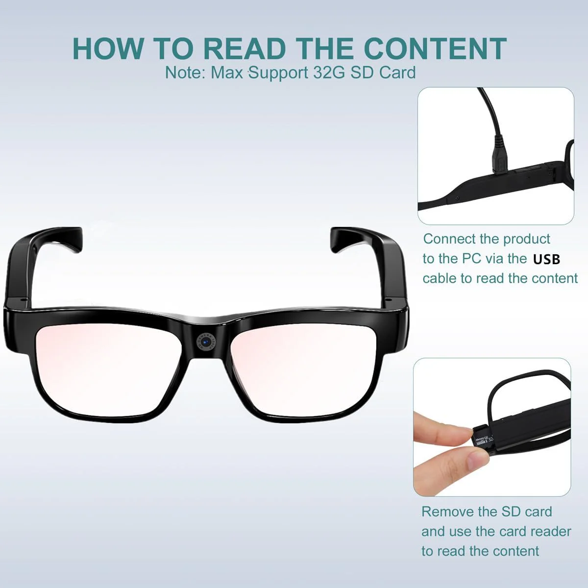 Lentes con cámara, gafas de vídeo, gafas inteligentes HD - Image 4