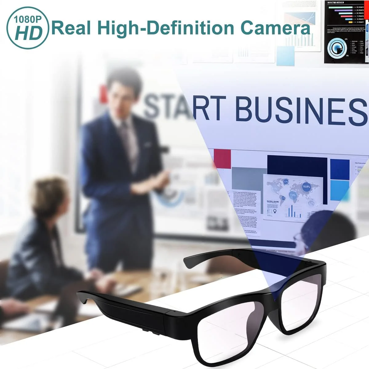 Lentes con cámara, gafas de vídeo, gafas inteligentes HD - Image 5