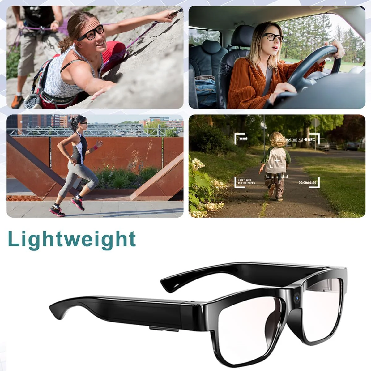 Lentes con cámara, gafas de vídeo, gafas inteligentes HD - Image 6