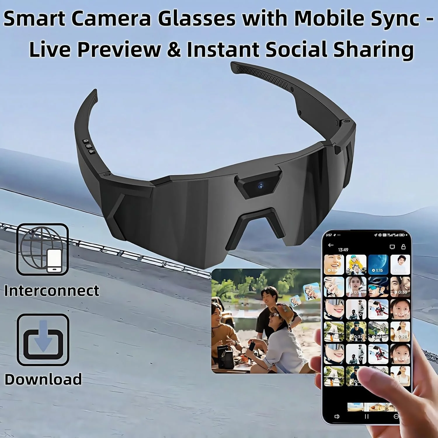 Lentes con cámara inteligente para deportes al aire libre, grabación de vídeo HD - Image 5