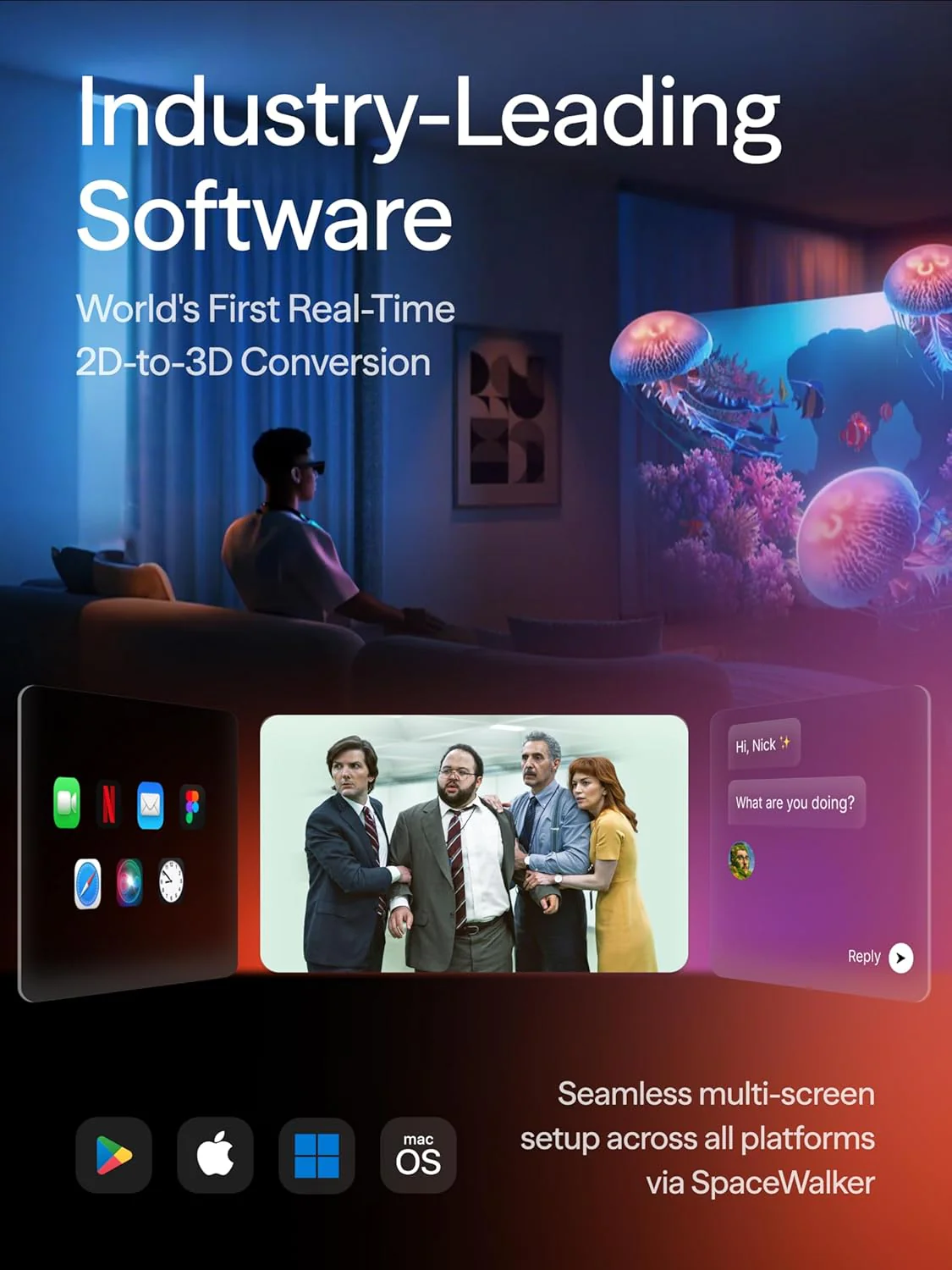 VITURE Lentes XR Luma – Pantalla Virtual 146" 1200P con Ajuste de Miopía (-6.0D) y Diseño Translúcido - Image 3
