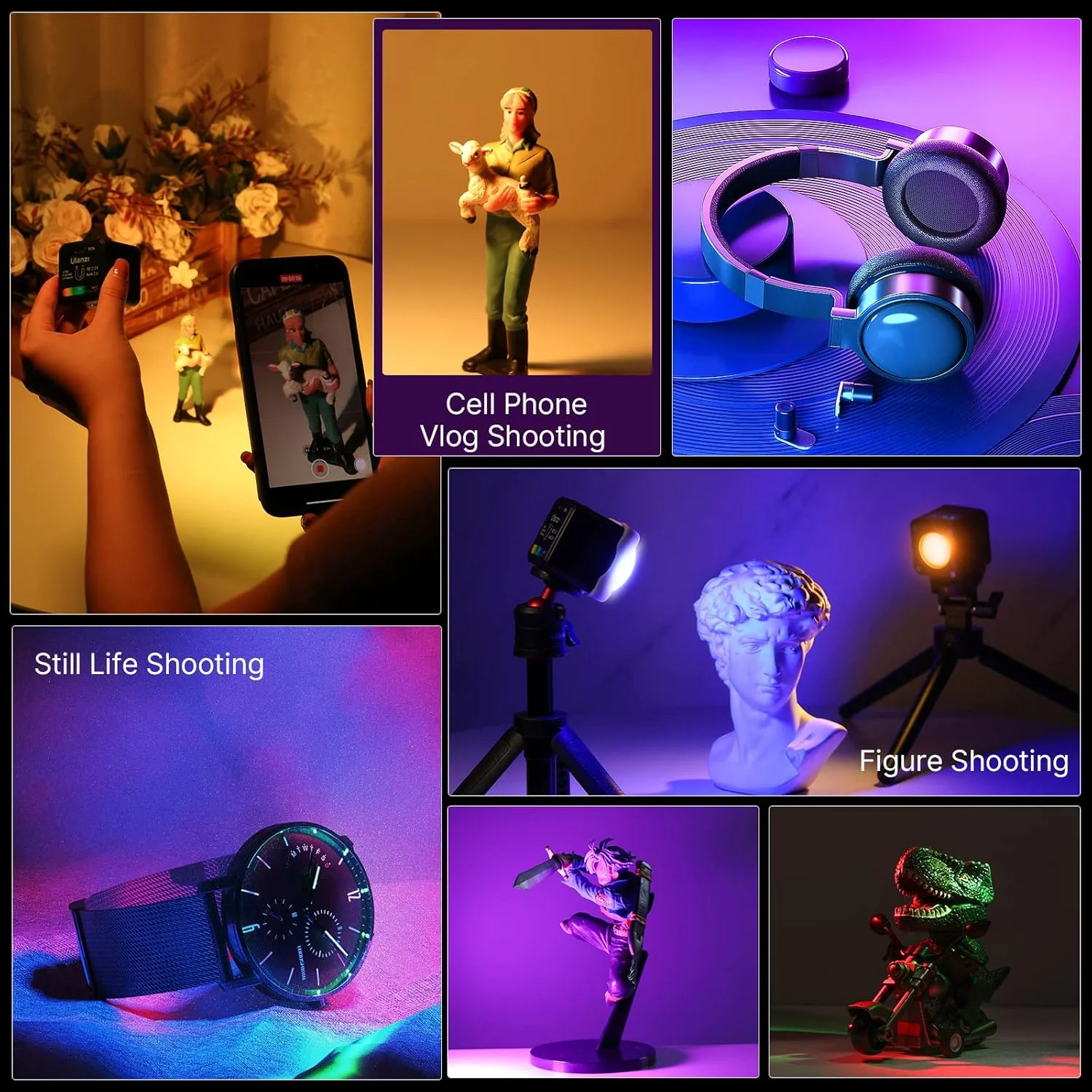 Ulanzi L2 COB RGB - Luz de video LED, luz LED portátil a todo color de 360° - Image 2