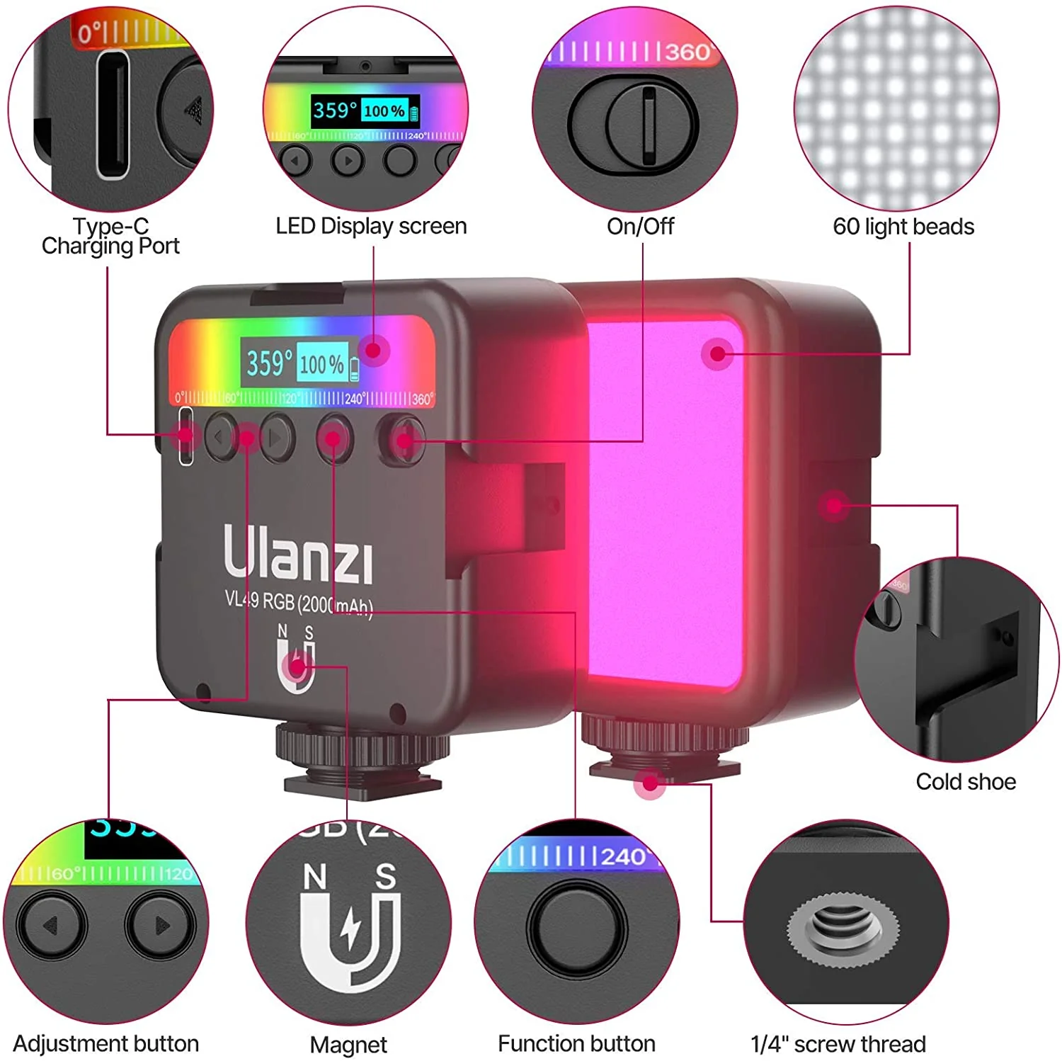 ULANZI VL49 / ULANZI U60 - Luces de Video RGB - Image 2
