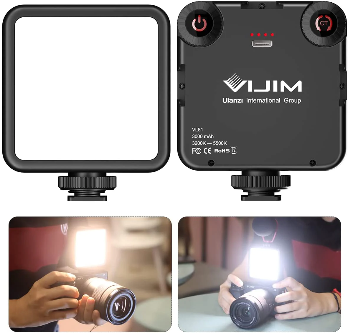 ULANZI VL-81 3000mAh - Luz de video LED bicolor con caja de luz