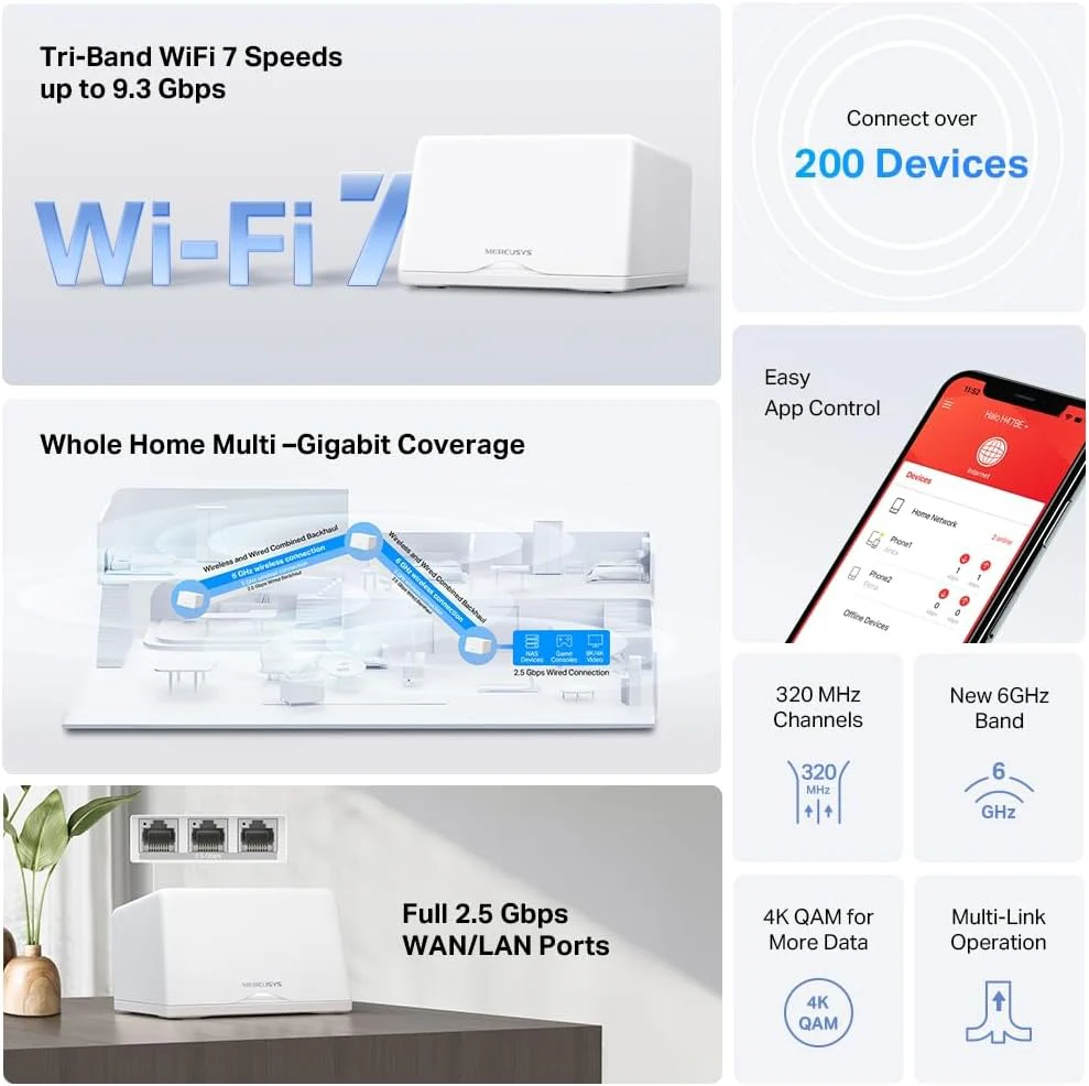 Mercusys Halo H90X | Sistema Mesh Wi-Fi 7 BE9300 | 3 Puertos 2.5G - Image 3