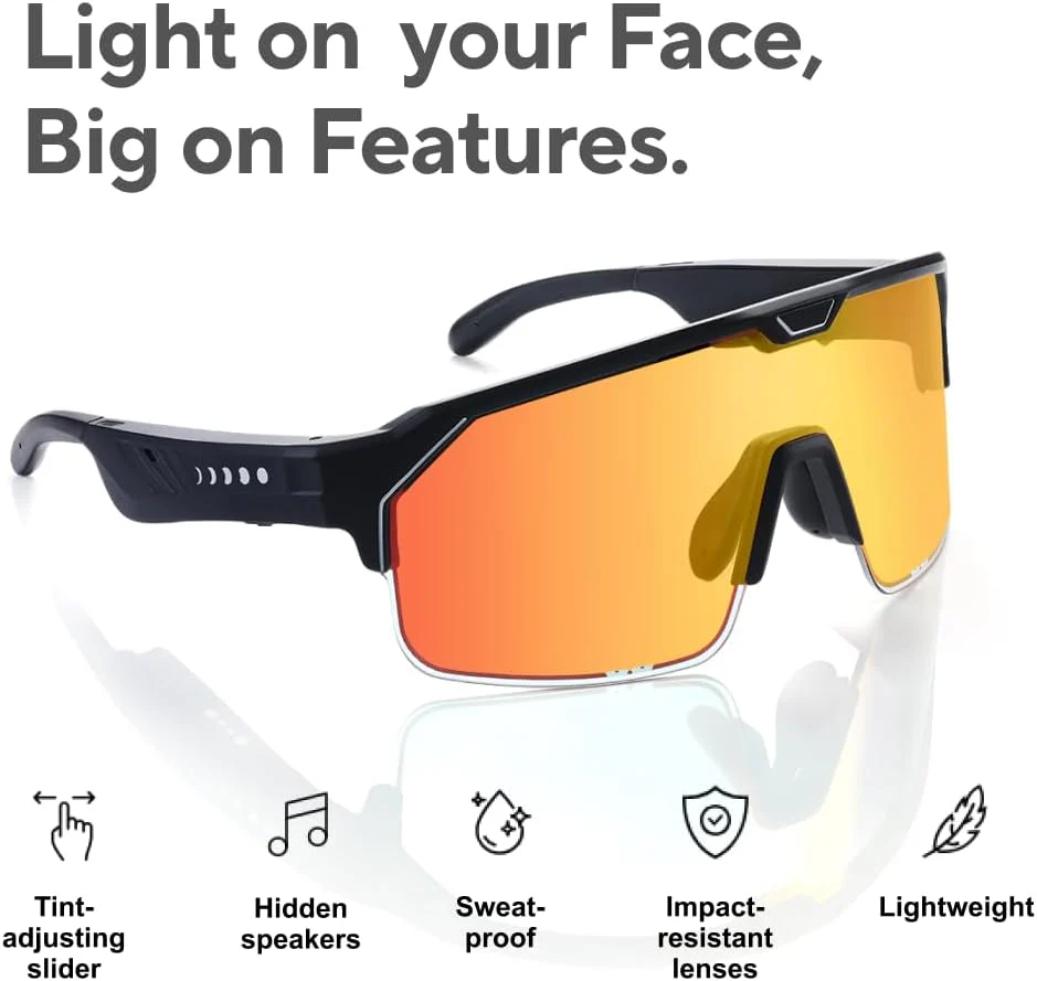 Gafas de Sol Inteligentes CHAMELO Music Shield Smart Audio | Gafas Bluetooth de Oído Abierto para Hombres y Mujeres con Control Electrónico de Tinte - Image 3