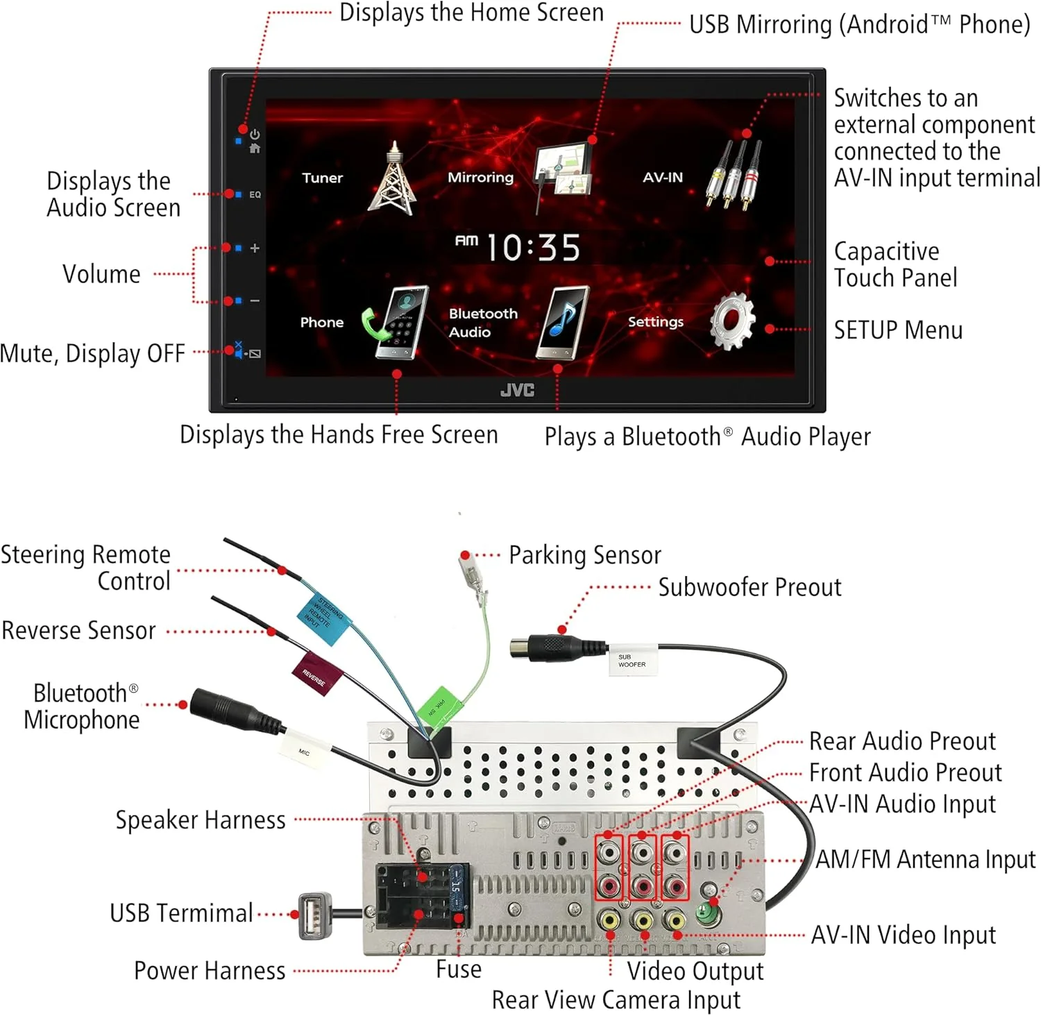 Radio Auto 6.75" Táctil | Dual Bluetooth y Chasis Corto - Image 2