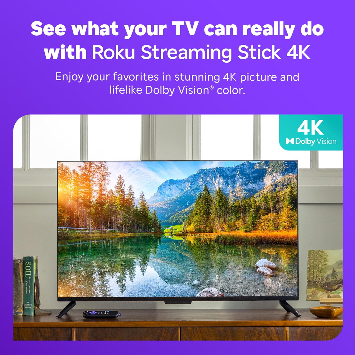 Roku Streaming Stick 4K - Dispositivo de transmisión HDR y Dolby Vision Roku para TV con control remoto por voz y Wi-Fi de largo alcance - TV gratis y en vivo - Image 3
