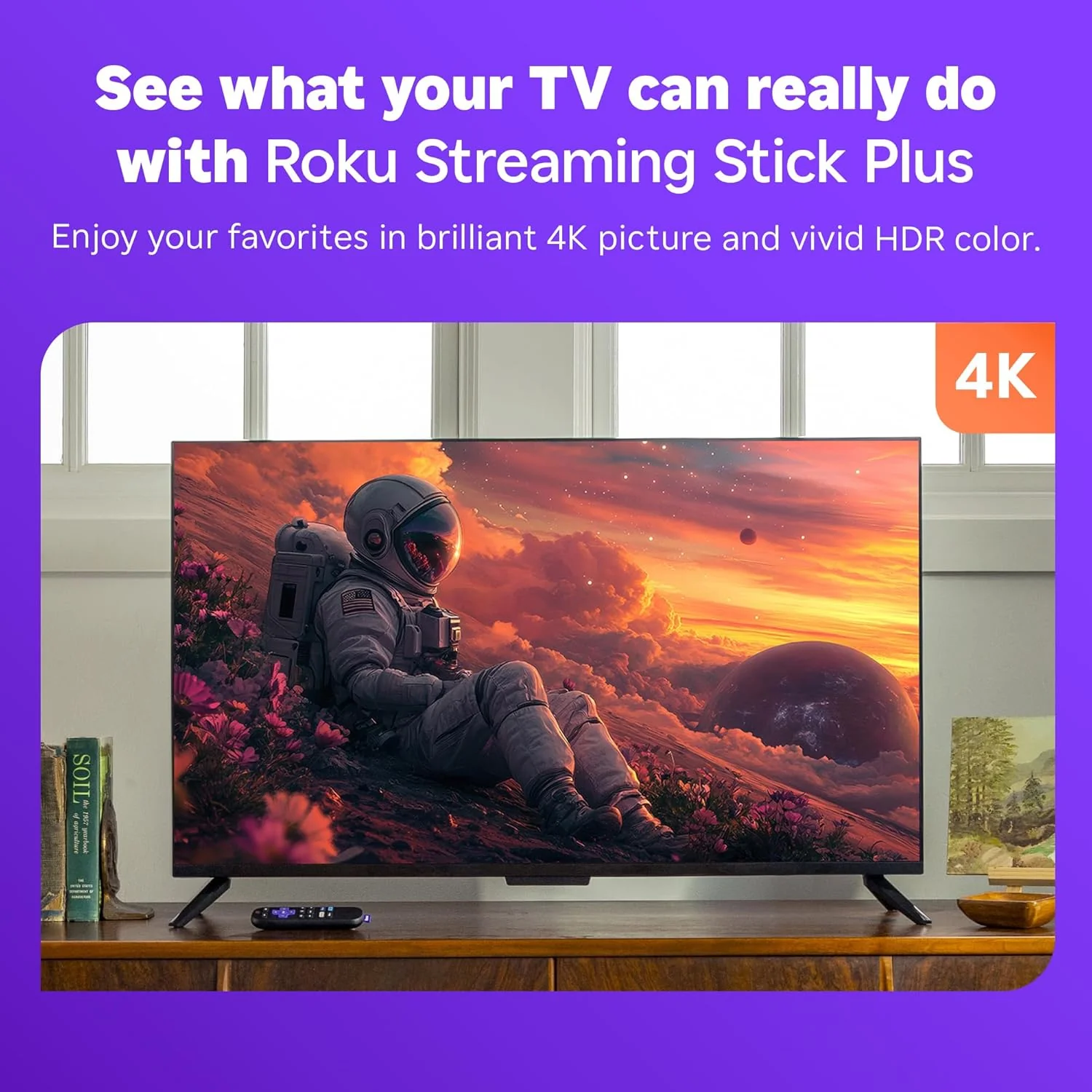 Roku Streaming Stick Plus 2025 - Dispositivo de transmisión Roku 4K y HDR para TV con control remoto por voz - TV gratis y en vivo - Image 3