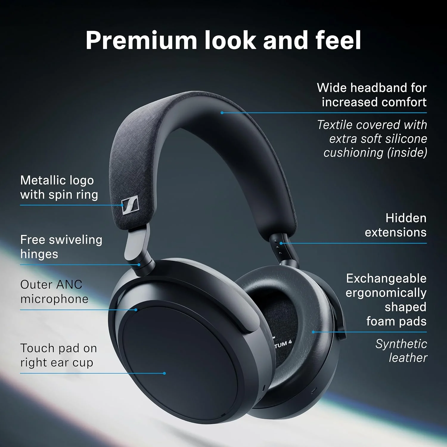Sennheiser MOMENTUM 4 Wireless: Auriculares Over-Ear Bluetooth con Cancelación de Ruido Adaptativa, 60h de Batería y Sonido Personalizable (Seminuevo) - Image 10
