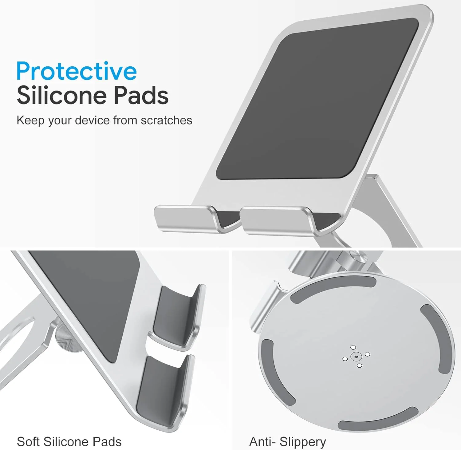 Soporte Giratorio para Tablet T6 para iPad con Base de Rotación de 360°, Soporte Plegable y Ajustable para Dibujo, Compatible con iPad Pro/Air/Mini y más, Plateado. - Image 9