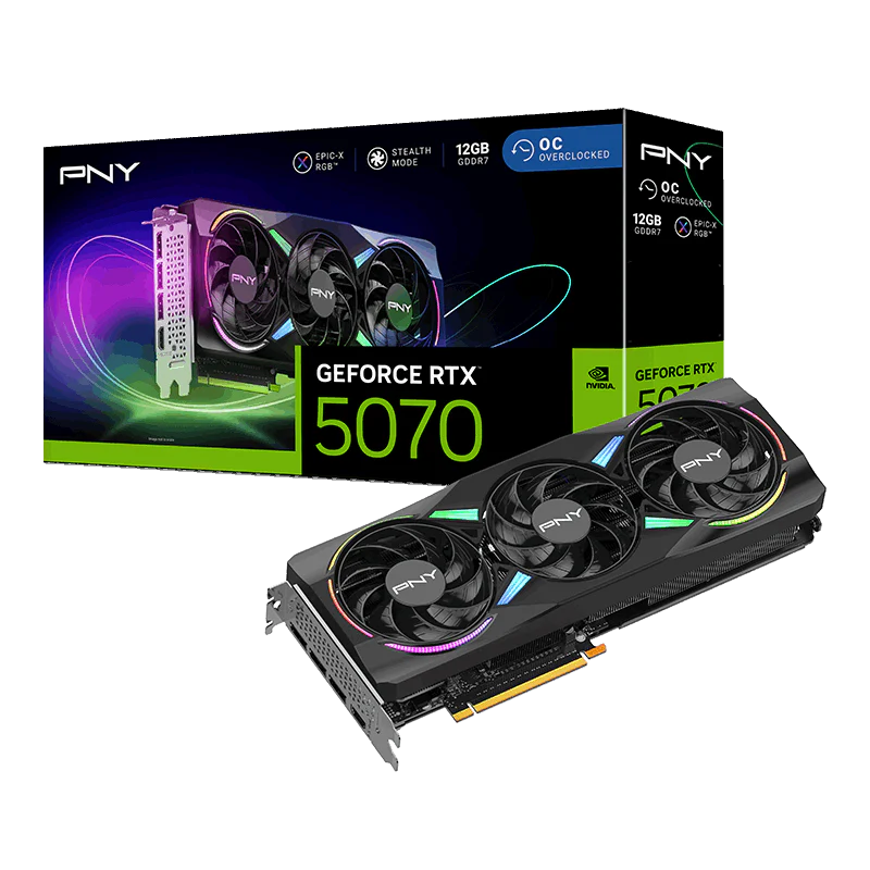 PNY GeForce RTX 5070 12GB ARGB EPIC-X RGB Overclocked Triple Fan GPU