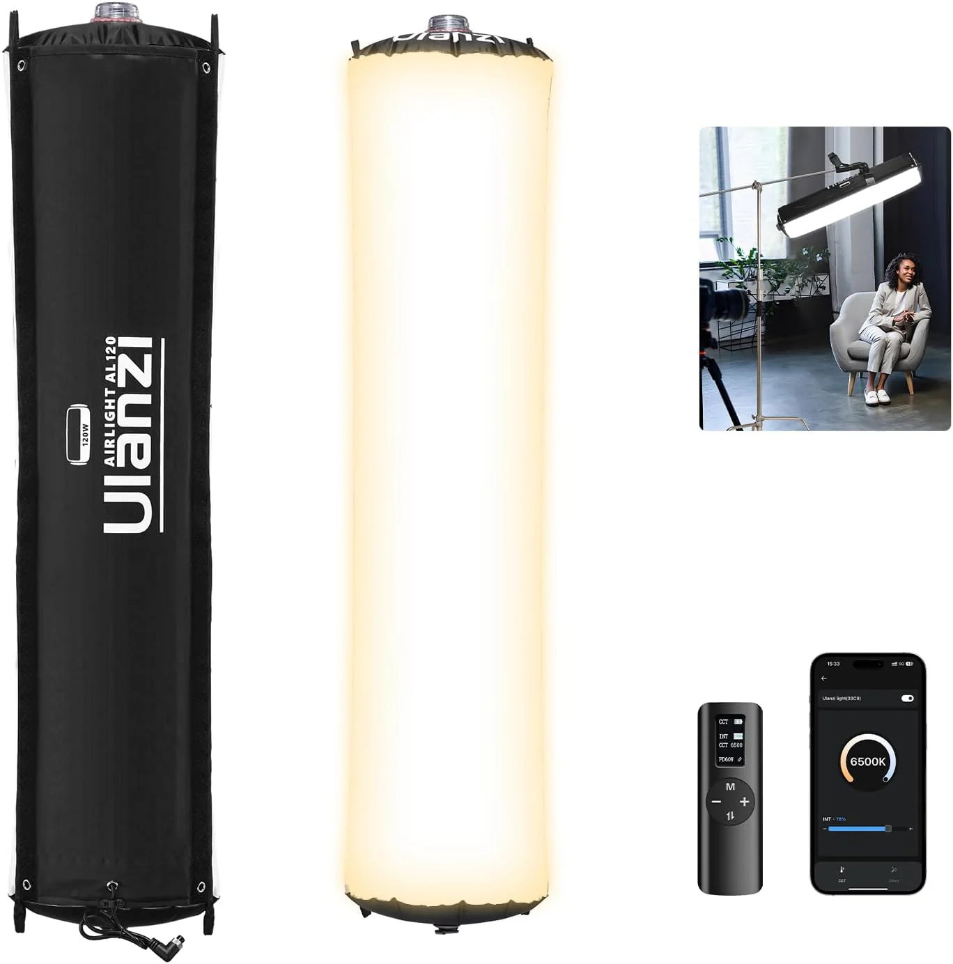 Tubo Luz Inflable Ulanzi LED 12W-120W RGB/Bi-Color Plegable - Image 11