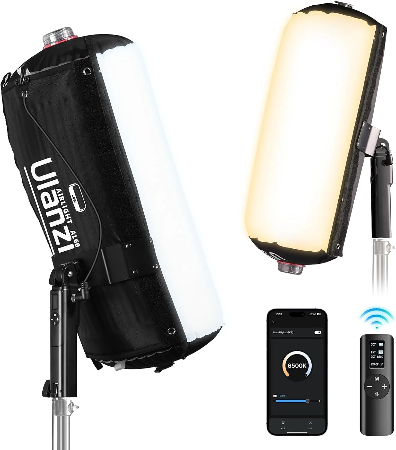 Tubo Luz Inflable Ulanzi LED 12W-120W RGB/Bi-Color Plegable - Image 12