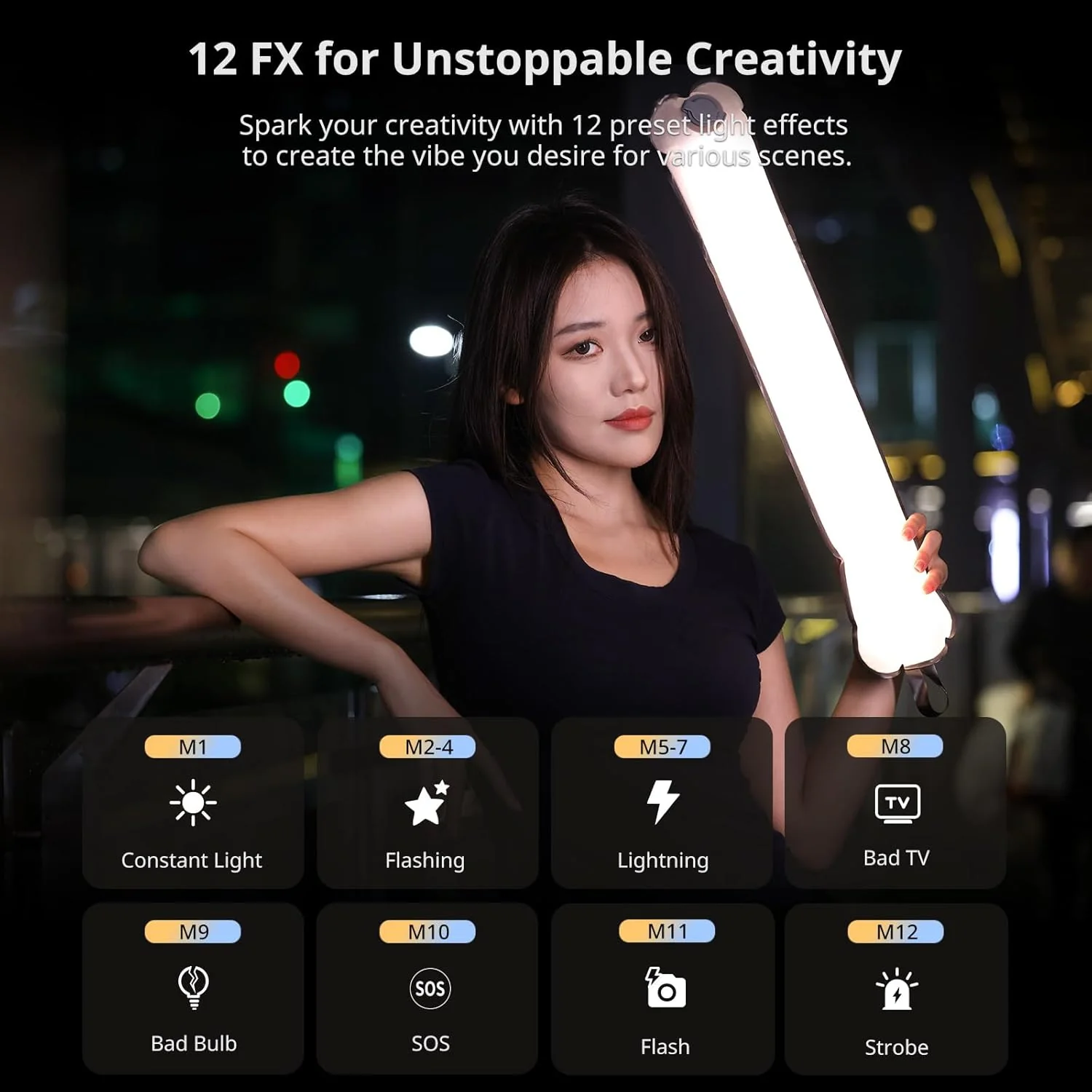 Tubo Luz Inflable Ulanzi LED 12W-120W RGB/Bi-Color Plegable - Image 6